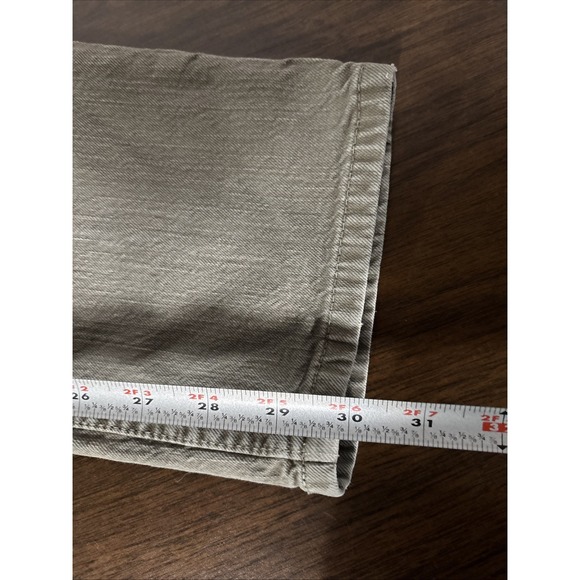 Eddie Bauer Jeans 33x32 Tan/Brown Slim Fit Stretch Cotton Canvas WorkWear Preppy - Picture 11 of 13